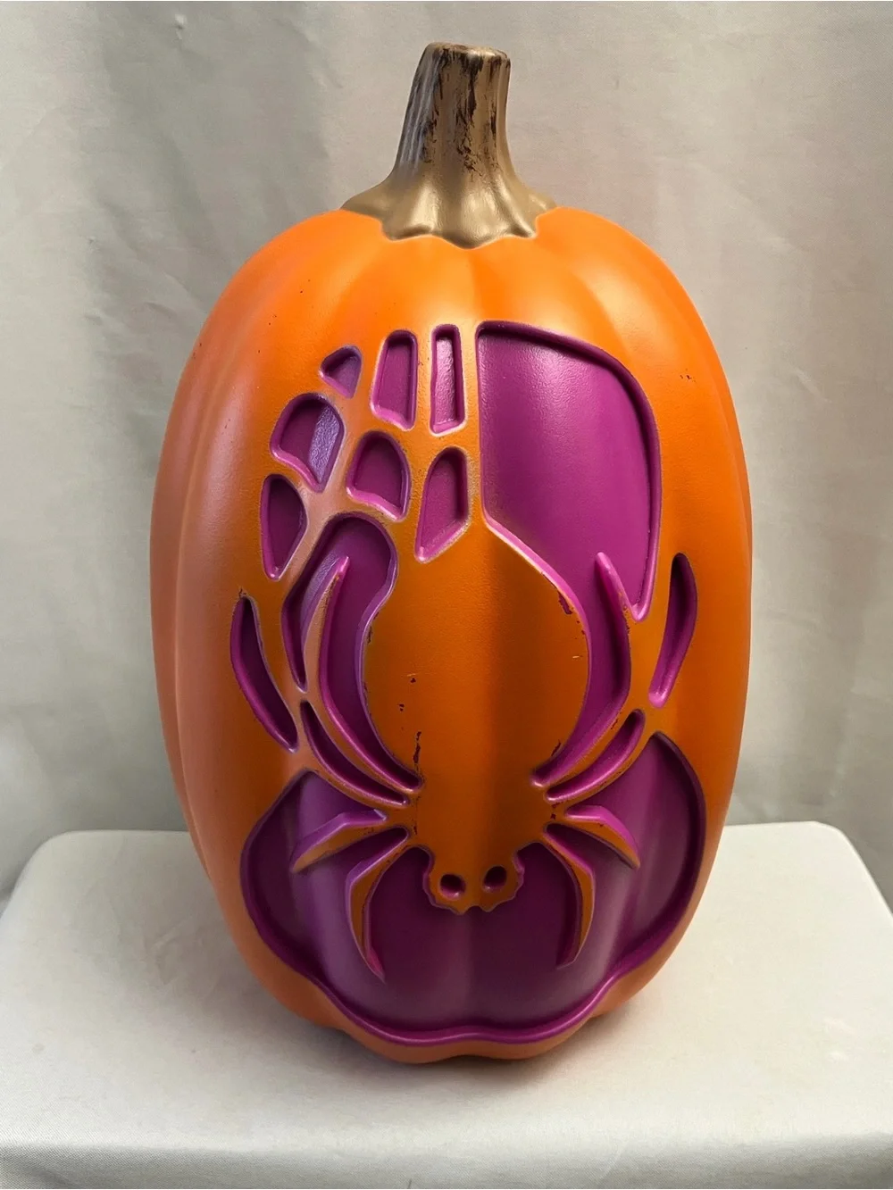 Seasons Halloween Light Up Pumpkin Set Jack O Lantern & Spider LED